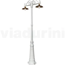 Lampione 2 Luci Stile Vintage in Alluminio e Ottone Made in Italy - Adela