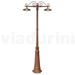Lampione 2 Luci Stile Vintage in Alluminio e Ottone Made in Italy - Adela