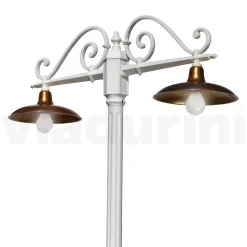 Lampione 2 Luci Stile Vintage in Alluminio e Ottone Made in Italy - Adela