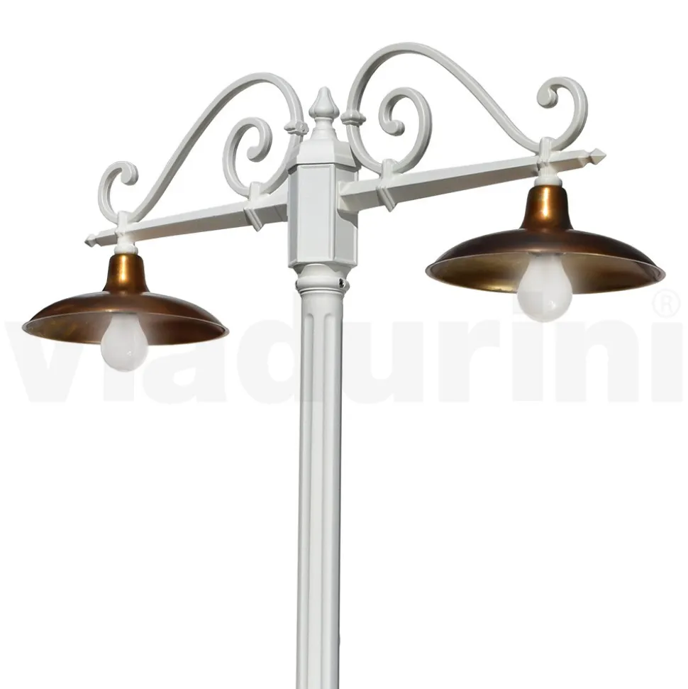 Lampione 2 Luci Stile Vintage in Alluminio e Ottone Made in Italy - Adela