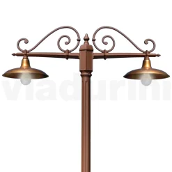 Lampione 2 Luci Stile Vintage in Alluminio e Ottone Made in Italy - Adela