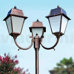 Lampione 3 Luci Stile Vintage in Alluminio e Vetro Made in Italy - Doroty