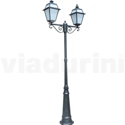 Lampione 2 Luci Stile Vintage in Alluminio e Vetro Made in Italy - Vivian