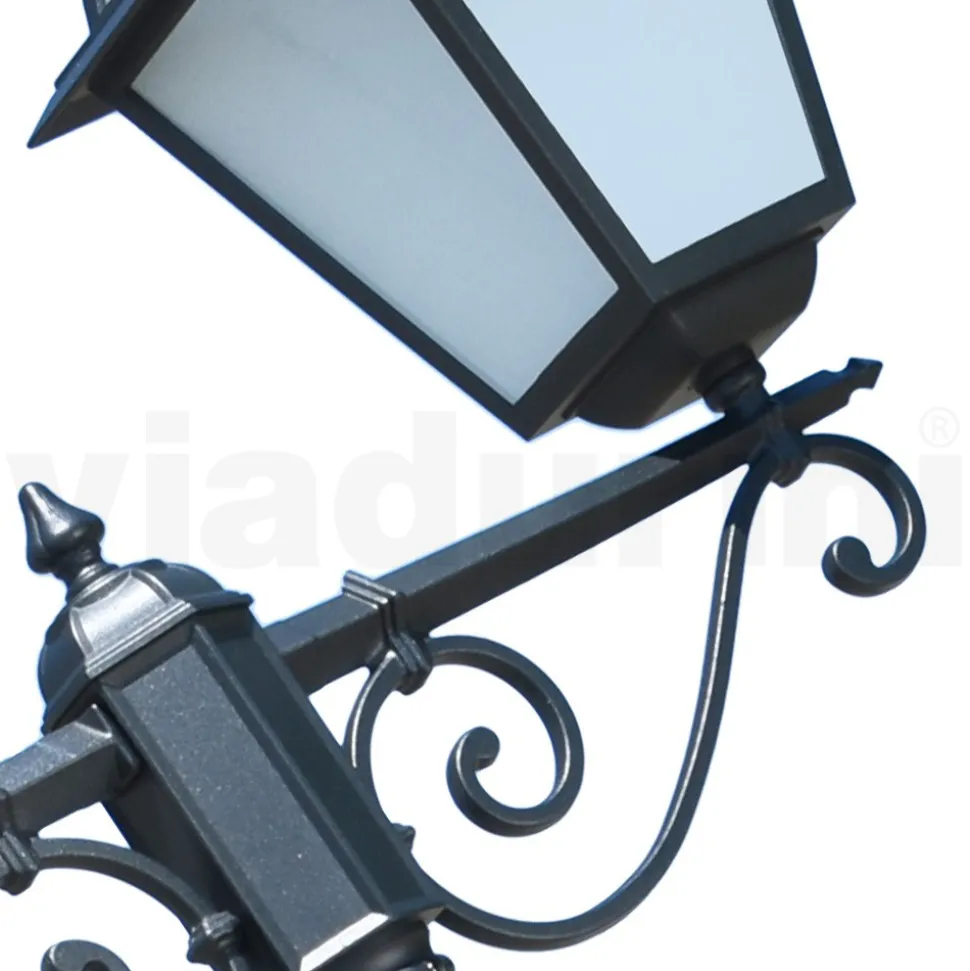 Lampione 2 Luci Stile Vintage in Alluminio e Vetro Made in Italy - Vivian