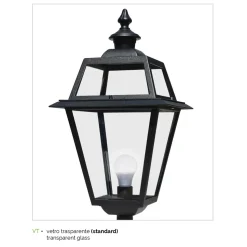 Lampione 2 Luci Stile Vintage in Alluminio e Vetro Made in Italy - Vivian