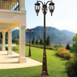 Lampione 3 Luci Stile Vintage in Alluminio Realizzato in Italia - Leona