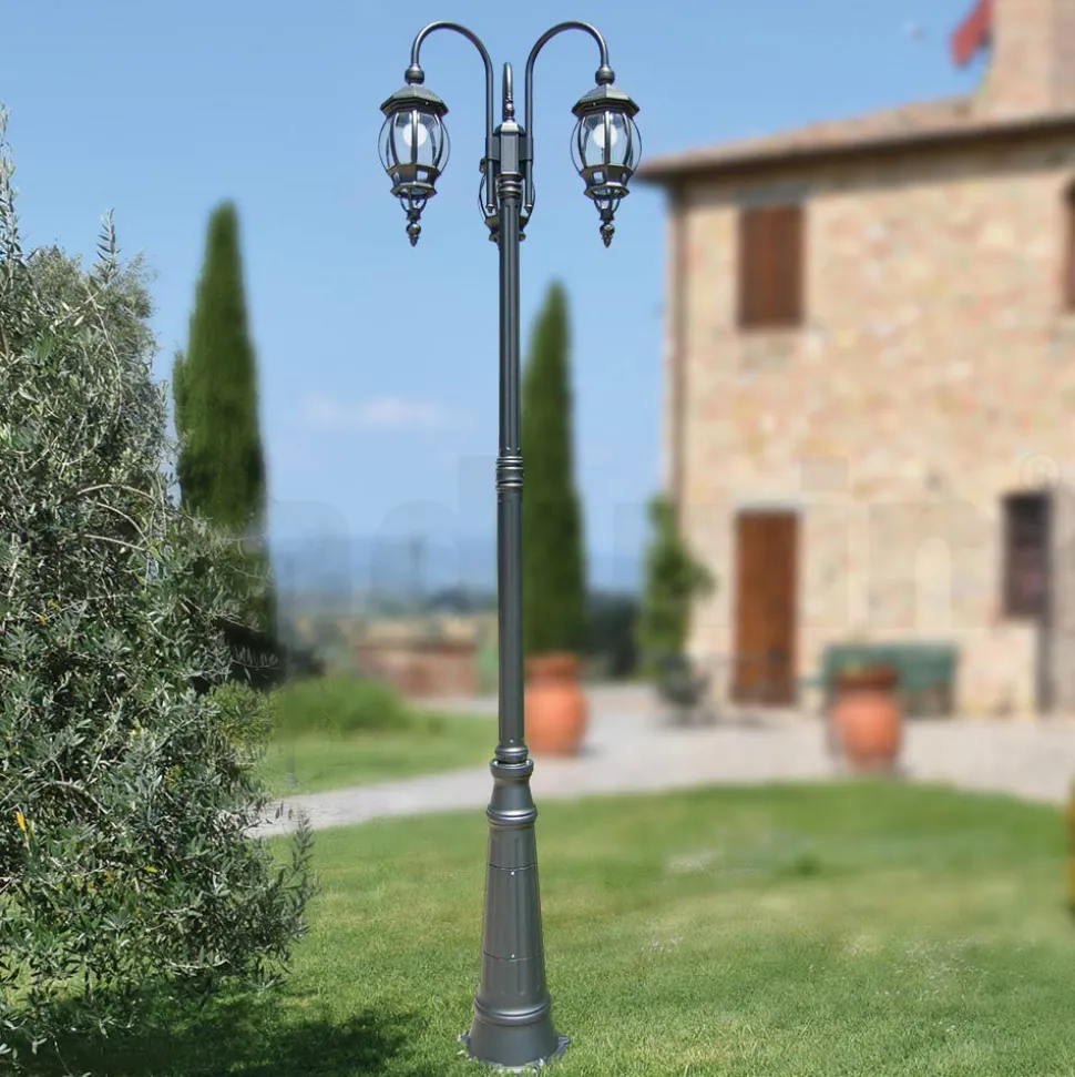 Lampione 3 Luci Stile Vintage in Alluminio Antracite Made in Italy - Impero