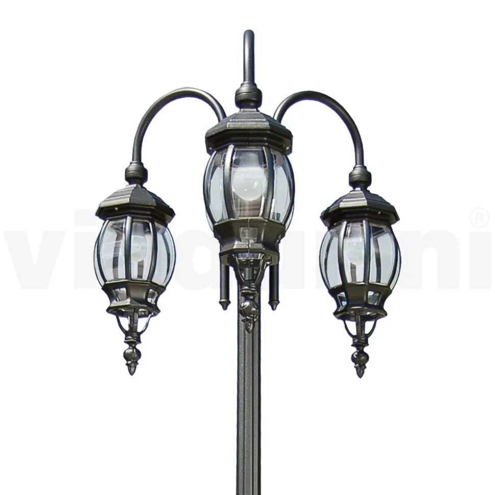 Lampione 3 Luci Stile Vintage in Alluminio Antracite Made in Italy - Impero