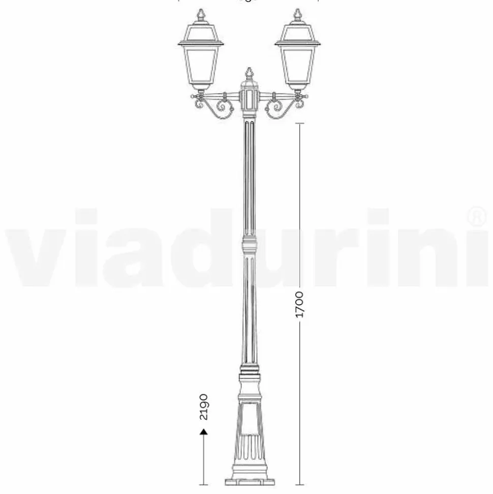 Lampione per esterno a due luci in alluminio made in Italy, Kristel