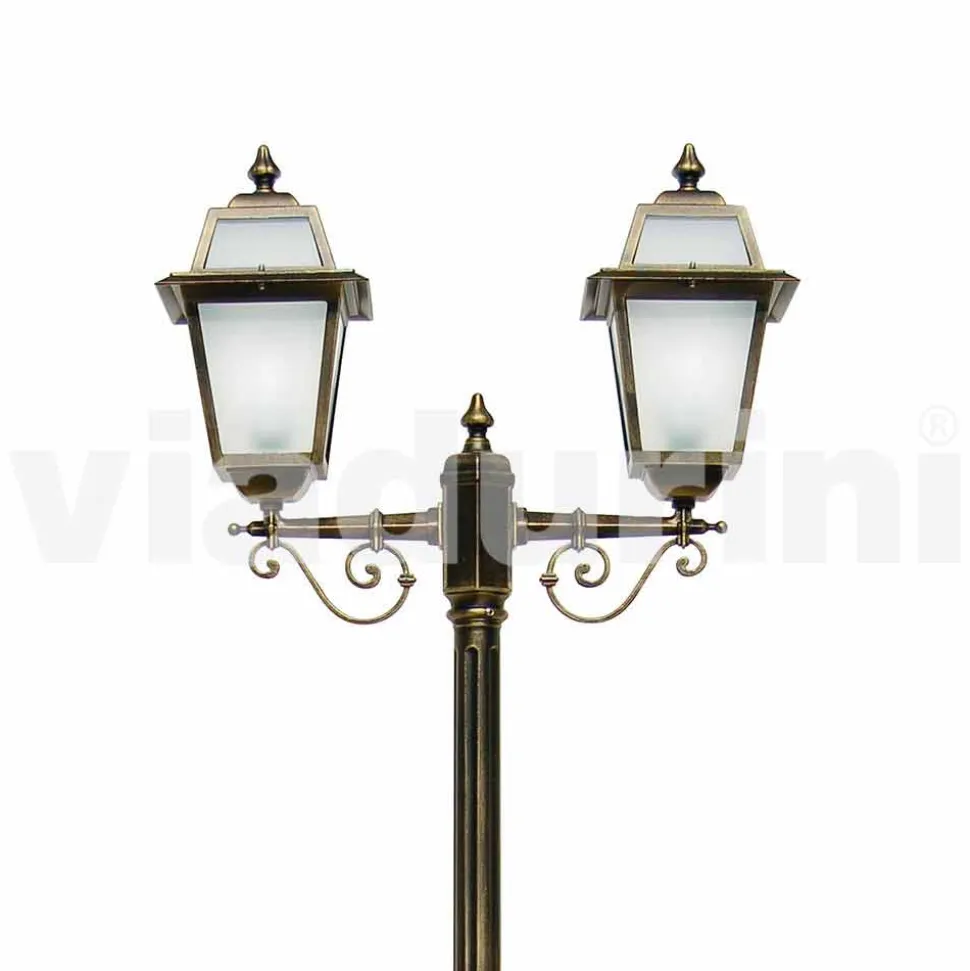 Lampione per esterno a due luci in alluminio made in Italy, Kristel