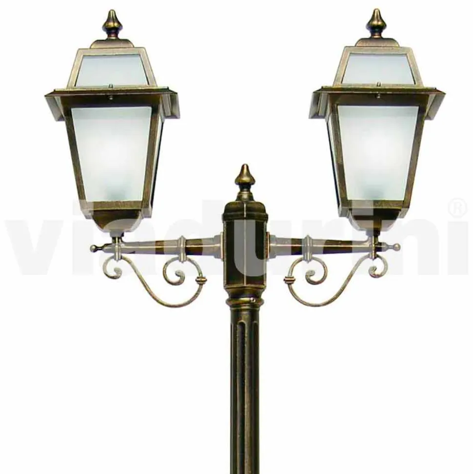 Lampione per esterno a due luci in alluminio made in Italy, Kristel