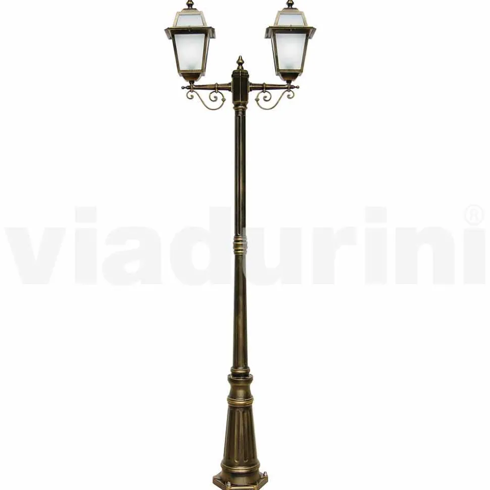 Lampione per esterno a due luci in alluminio made in Italy, Kristel