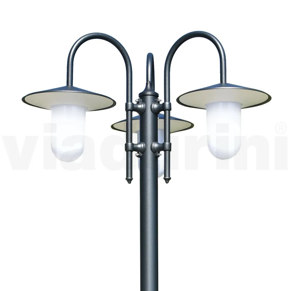 Lampione Stile Vintage a 3 Luci in Alluminio Realizzato in Italia - Belen