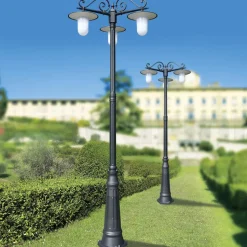 Lampione Stile Vintage a 3 Luci in Alluminio Grigio Made in Italy - Belen