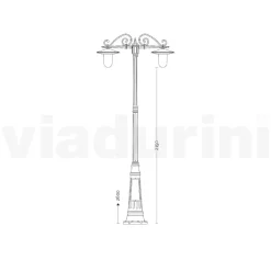 Lampione Stile Vintage a 3 Luci in Alluminio Grigio Made in Italy - Belen