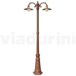 Lampione Stile Vintage 2 Luci in Alluminio e Ottone Made in Italy - Adela