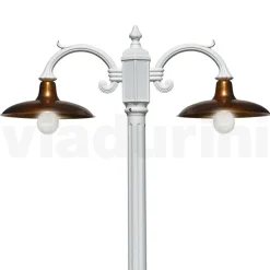 Lampione Stile Vintage 2 Luci in Alluminio e Ottone Made in Italy - Adela
