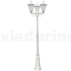 Lampione Stile Vintage 3 Luci in Alluminio e Vetro Made in Italy - Terella