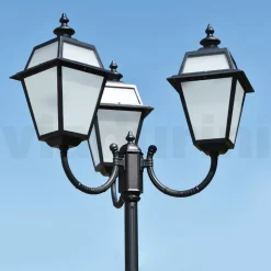 Lampione Vintage a 3 Luci in Alluminio e Vetro Made in Italy - Vivian