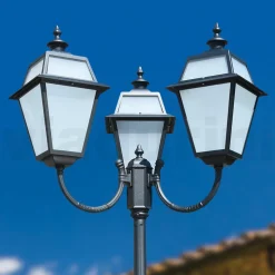 Lampione Vintage a 3 Luci in Alluminio e Vetro Made in Italy - Vivian