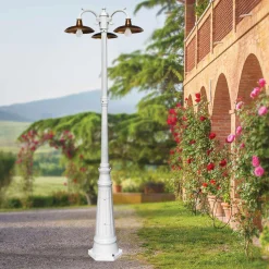 Lampione Vintage a 3 Luci in Alluminio e Ottone Made in Italy - Adela