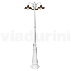 Lampione Vintage a 3 Luci in Alluminio e Ottone Made in Italy - Adela