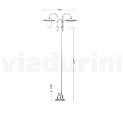Lampione Vintage da Giardino 2 Luci in Alluminio Made in Italy - Belen
