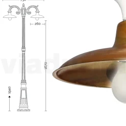 Lampione Vintage in Alluminio con Diffusore in Ottone Made in Italy - Adela