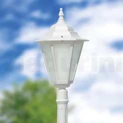 Lampione Vintage per Esterno in Alluminio Bianco e Vetro Made in Italy - Terella