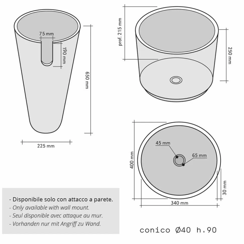 Lavabo a Colonna Conico in Pietra Naturale Nera Raja, design e funzionalità