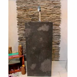 Lavabo a Colonna in Pietra Naturale Nero modello Balik
