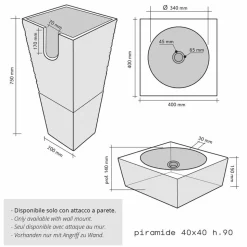 Lavabo a Colonna piramidale in Pietra Naturale Beige Nias