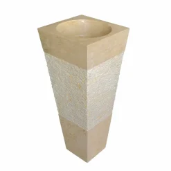 Lavabo a Colonna piramidale in Pietra Naturale Beige Nias