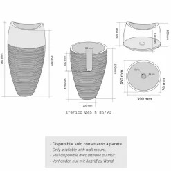 Lavabo a Colonna sferico in Pietra Naturale Nera Gili, elegante e di design