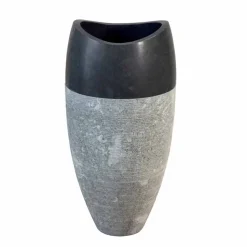 Lavabo a Colonna sferico in Pietra Naturale Nera Gili, elegante e di design