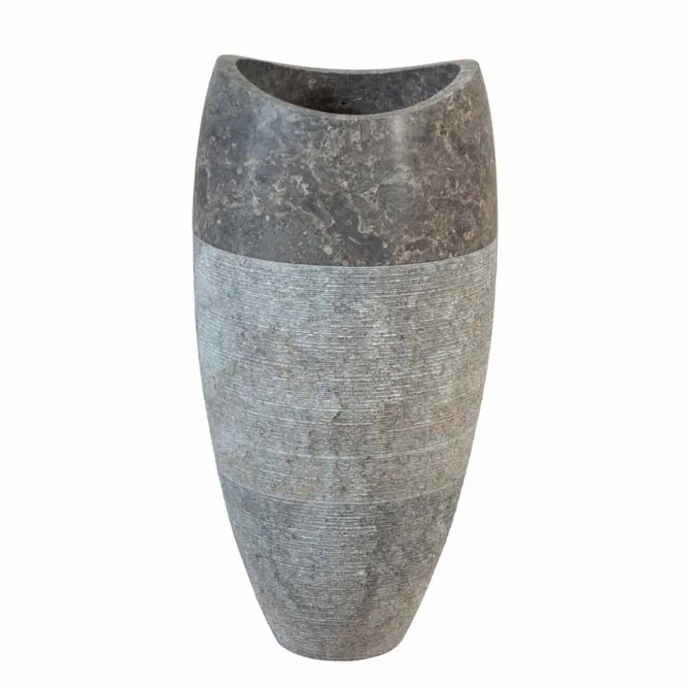Lavabo a Colonna sferico in Pietra Naturale Fumè Gili, elegante e di design