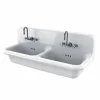 Lavabo a doppia vasca da muro in ceramica bianca stile vintage Andy