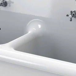 Lavabo a doppia vasca da muro in ceramica bianca stile vintage Andy