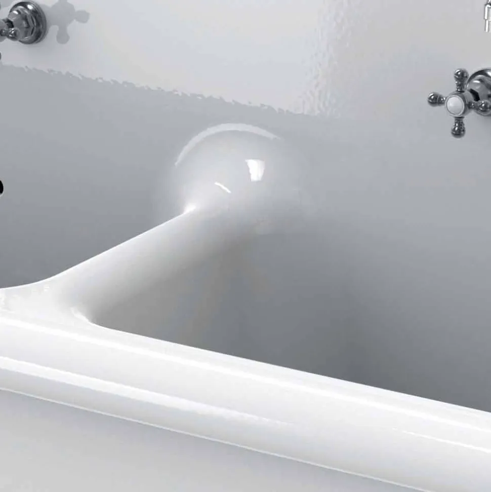 Lavabo a doppia vasca da muro in ceramica bianca stile vintage Andy