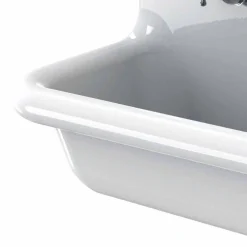 Lavabo a doppia vasca da muro in ceramica bianca stile vintage Andy