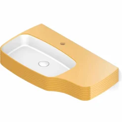 Lavabo a parete in ceramica moderno prodotto in Italia, Amleto