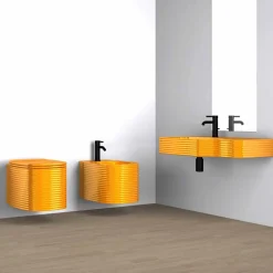 Lavabo a parete in ceramica moderno prodotto in Italia, Amleto