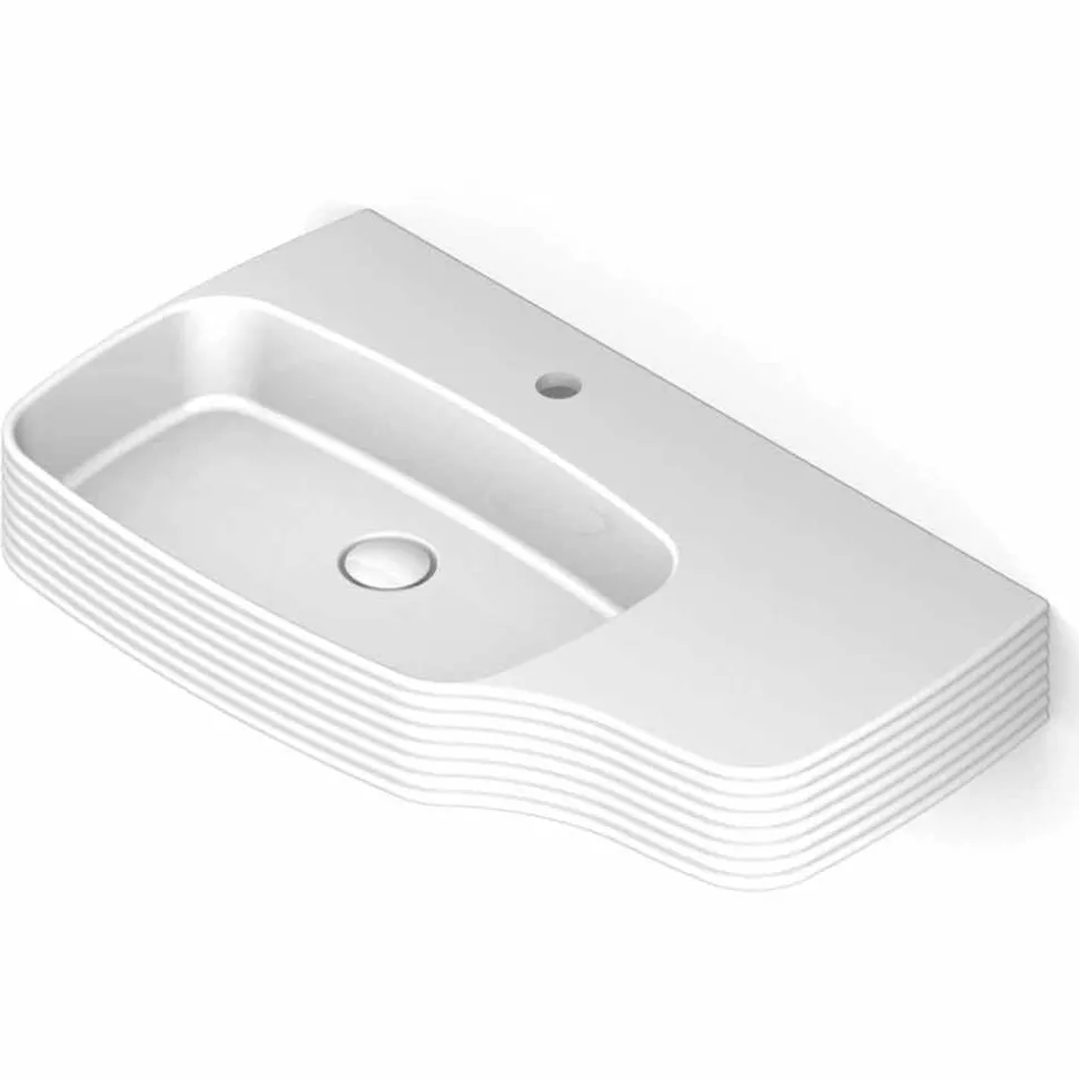 Lavabo a parete in ceramica moderno prodotto in Italia, Amleto