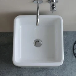 Lavabo a Terra Freestanding Quadrato in Ceramica dal Design Moderno - Papavero