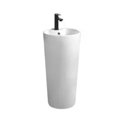 Lavabo a Terra Freestanding Tondo in Ceramica Bianca Moderna - Papavero