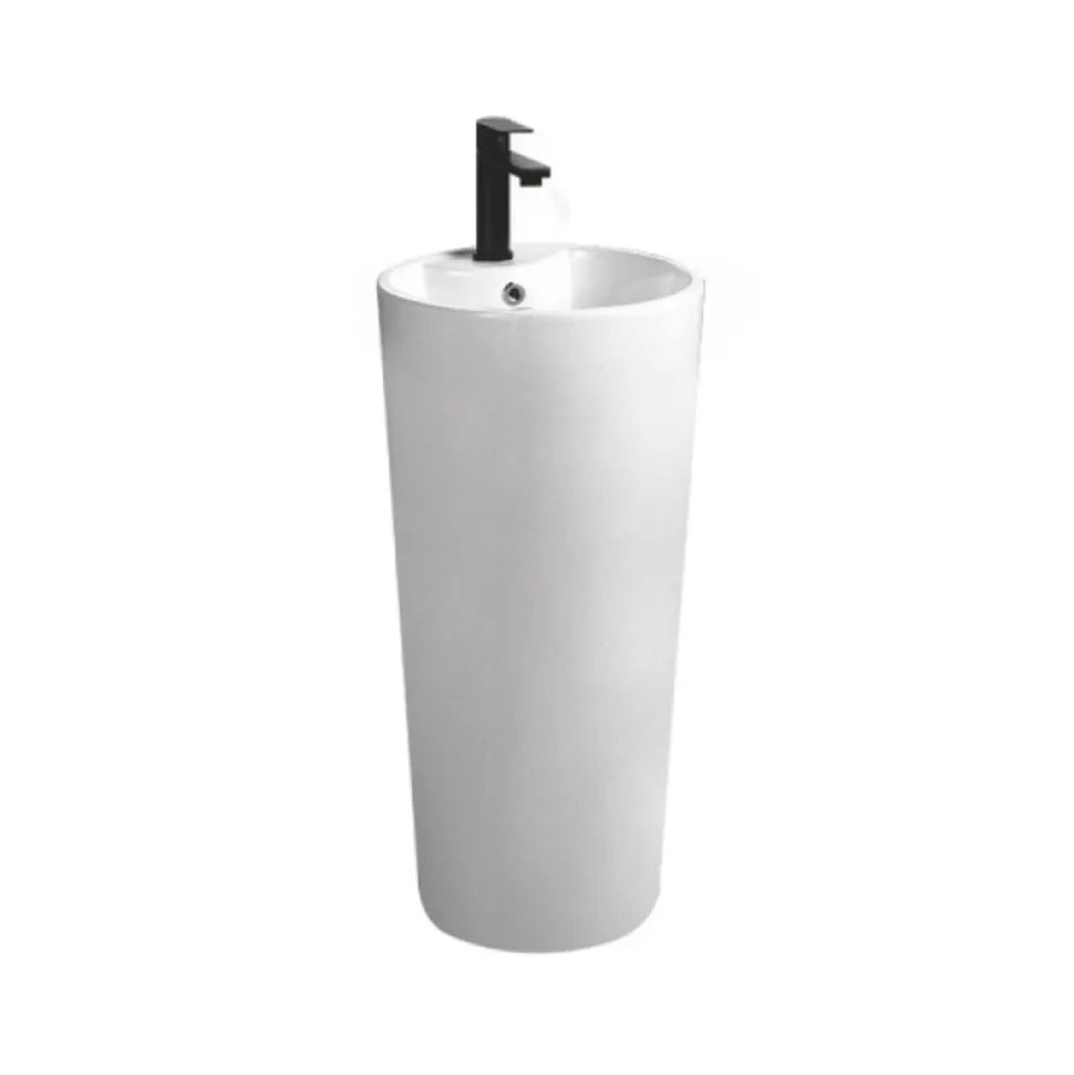 Lavabo a Terra Freestanding Tondo in Ceramica Bianca Moderna - Papavero