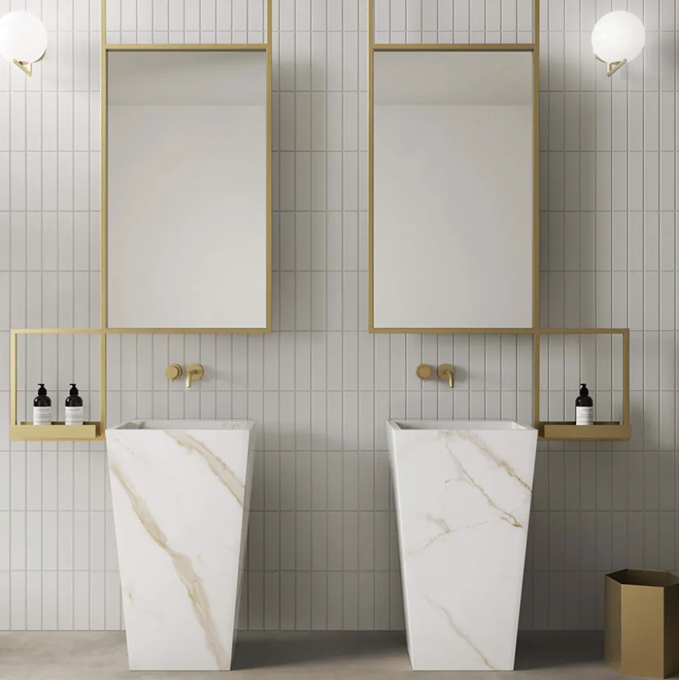 Lavabo Bagno a Colonna in Gres Porcellanato Realizzato in Italia - Baia