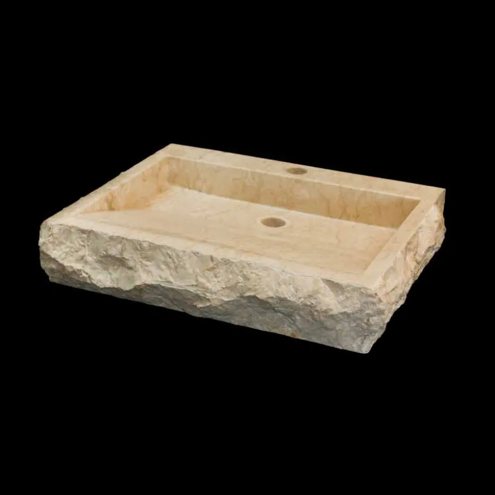 Lavabo bagno da appoggio di design in pietra naturale Sam, pezzo unico
