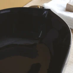 Lavabo Bagno da Appoggio in Ceramica Lucida L 69 cm Made in Italy - Oscar