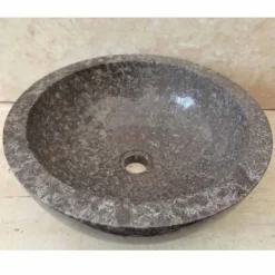 Lavabo bagno da appoggio in pietra naturale grigia Levi,design moderno